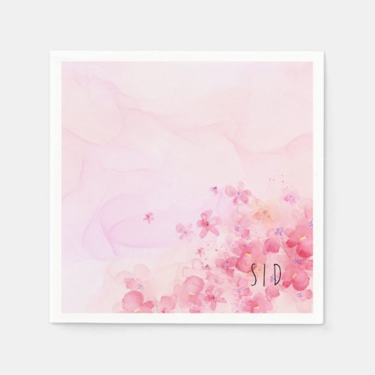 Botanische rosa-orange Aquarellblume Serviette (Vorderseite)