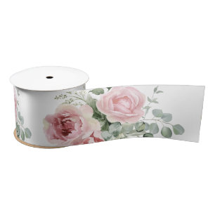 Botanische rosa Rosenbegrünung Satinband