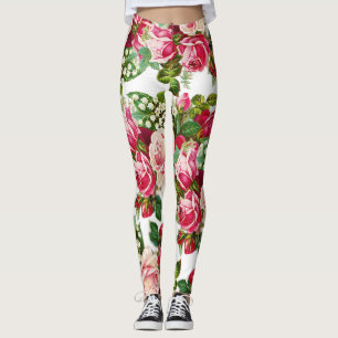 Botanische rosa rote Land vintage Rosen floral Leggings