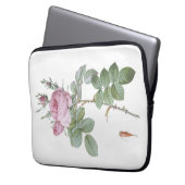 Botanische Rosa und Grasshopper Laptop-Sieb Laptopschutzhülle (Vorderseite Links)