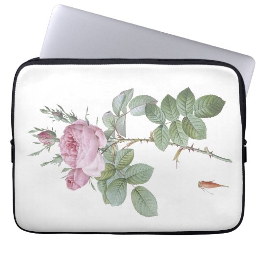 Botanische Rosa und Grasshopper Laptop-Sieb Laptopschutzhülle (Vorderseite)