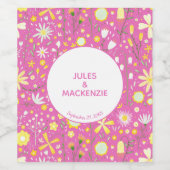 Botanische Rosa Wildblume Blumenzehen Weinetikett (Einzelnes Label)