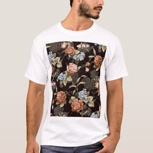 Botanische Rose: abstraktes Blumenmuster. T-Shirt (Vorderseite)