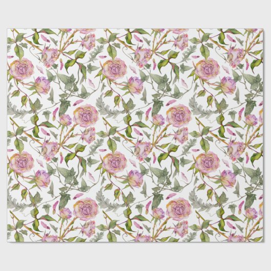 Botanische Rose Boho Geschenkpapier (Flach)