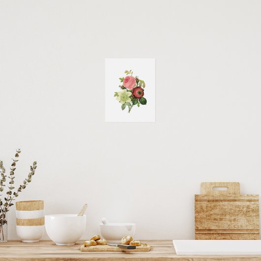 Botanische Rose Clementis Anemone Redoute Poster (Küche)