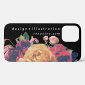 Botanische Rose für Schwarzweiß-Text Case-Mate iPhone Hülle (Rückseite (Horizontal))