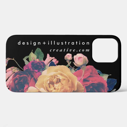 Botanische Rose für Schwarzweiß-Text Case-Mate iPhone Hülle (Rückseite (Horizontal))