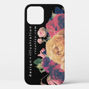 Botanische Rose für Schwarzweiß-Text Case-Mate iPhone Hülle