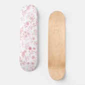 Botanische Rose Gold Blume Weißes Muster Skateboard (Vorderseite)