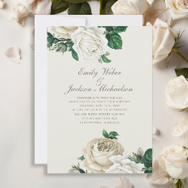 Botanische Rose Hochzeit mit weißer Blüte Einladung