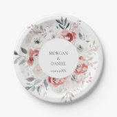 Botanische Rose Hochzeit Pappteller (Vorderseite)