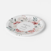 Botanische Rose Hochzeit Pappteller (Schrägansicht)