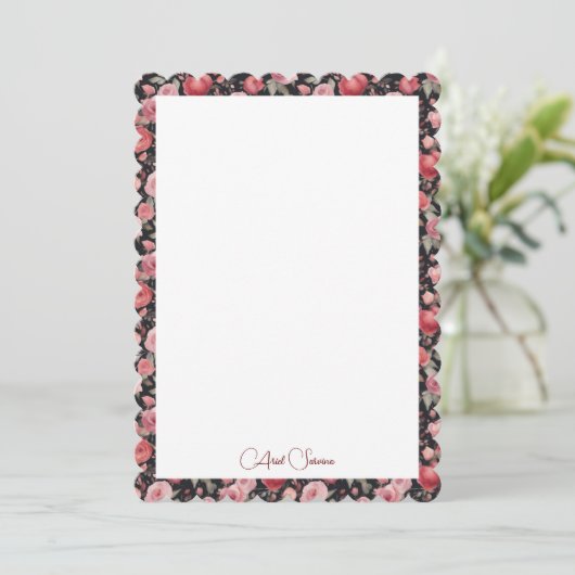 Botanische Rose in Rot und Rosa Einladung (Stehend Vorderseite)