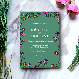 Botanische Rose Rustikale Blumenhochzeit Einladung