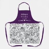 Botanische Rose Schwarz und Lila Personalisiert Schürze (Vorderseite)