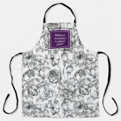 Botanische Rose Schwarzes und Lila Geschäft Schürze (Vorderseite)