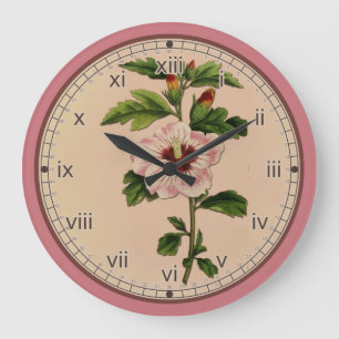 Botanische Rose-Uhr in 3 Stilen Große Wanduhr