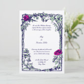 Botanische Rose Vine Border Wedding Einladung (Stehend Vorderseite)