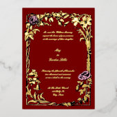 Botanische Rose Vine Border Wedding Folieneinladung (Vorderseite)