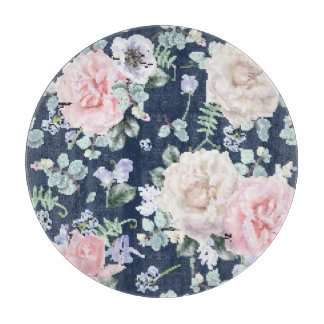Botanische Rosen Blaue Vintage-Muster. Schneidebrett