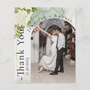 Botanische rosige Foto Budget Hochzeit Danksagungs Flyer