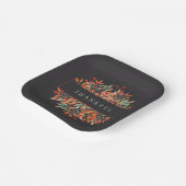 Botanische Rote Berries & Blätter Dunkel anpassbar Pappteller (Gewinkelt)