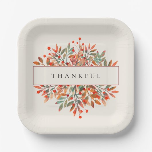 Botanische Rote Berries & Blätter Elfenbeinküste i Pappteller (Vorderseite)