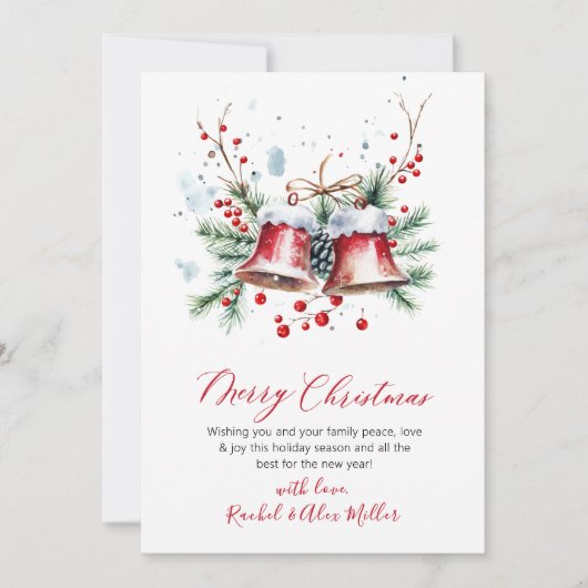 Botanische Rote Berries Non Foto Frohe Weihnachten (Vorderseite)