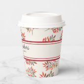 Botanische Rote Blätter Herbst Elfenbein individue Pappbecher (Links)