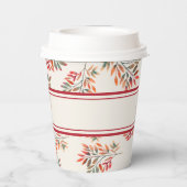 Botanische Rote Blätter Herbst Elfenbein individue Pappbecher (Rückseite)