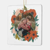 Botanische Rote Blume Urlaub Weihnachtsfest Keramikornament (Links)