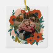 Botanische Rote Blume Urlaub Weihnachtsfest Keramikornament (Vorderseite)