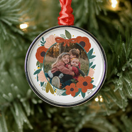 Botanische Rote Blume Urlaub Weihnachtsfest Ornament Aus Metall