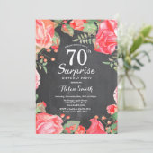 Botanische rote Blumenüberraschungs-70. Geburtstag Einladung (Stehend Vorderseite)
