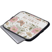 Botanische Rote Flora Monogramm der modernen Wildb Laptopschutzhülle (Vorne Knopf)