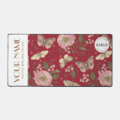 Botanische Rote Flora Monogramm der modernen Wildb Schreibtischunterlage (Vorderseite)