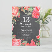 Botanische Rote Flora Überraschung 13. Geburtstag Einladung (Stehend Vorderseite)