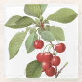 Botanische Rote Kirschen Glasuntersetzer (Vorderseite)