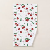 Botanische Rote Kirschen Grünpflanzen & Kirschblüt Badhandtuch Set (Handtuch)