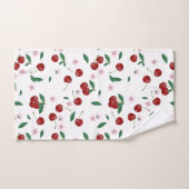 Botanische Rote Kirschen Grünpflanzen & Kirschblüt Badhandtuch Set (Handtuch)