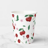 Botanische Rote Kirschen Grünpflanzen & Kirschblüt Pappbecher (Links)