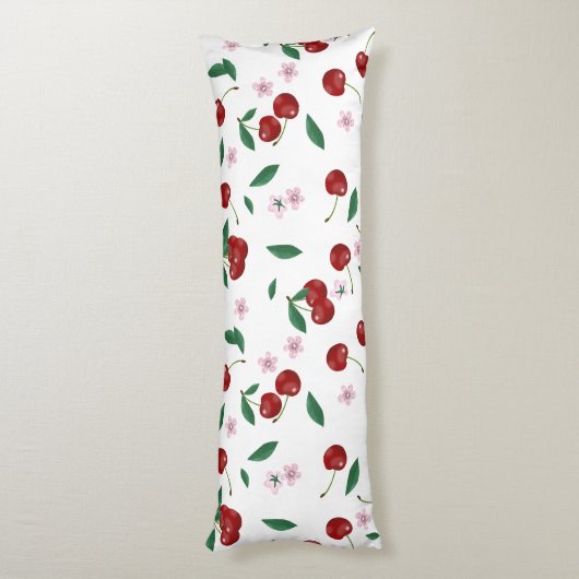 Botanische Rote Kirschen Grünpflanzen & Kirschblüt Seitenschläferkissen (Rückseite (Vertikal))