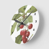 Botanische Rote Kirschen Runde Wanduhr (Winkel)