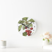 Botanische Rote Kirschen Runde Wanduhr (Zuhause)