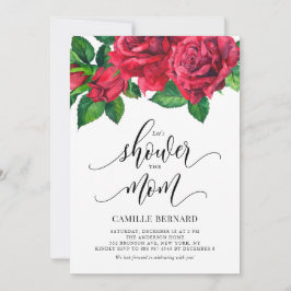 Botanische Rote Rosen Wasserfarbe Girl Baby Dusche Einladung