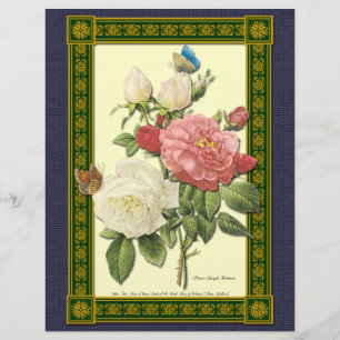 Botanische rote weiße Rosen, individueller Flyer
