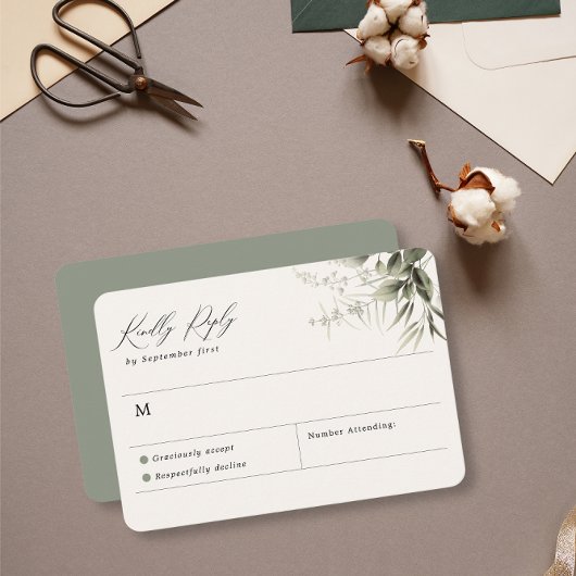 Botanische RSVP-Karte für einfache Grünflächen RSVP Karte