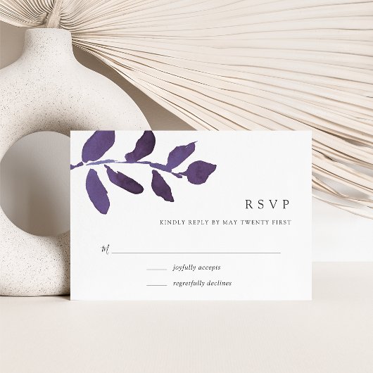 Botanische RSVP-Karte | Violett RSVP Karte
