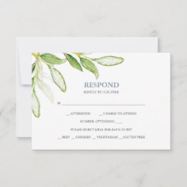 Botanische RSVP-Karten für die Wasserfarbe RSVP Karte