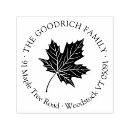 Botanische Rücksendeadresse aus Ahornblättern. Permastempel